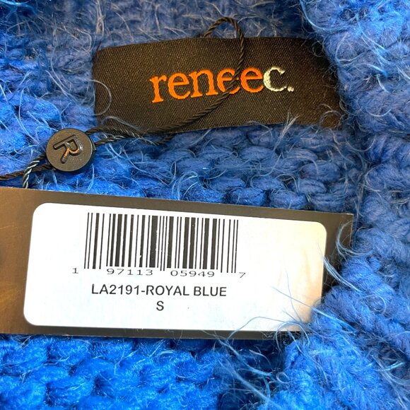 RENEE C Cable Knit Eyelash Sweater SMALL Royal Blue Cozy NEW - Picture 7 of 11
